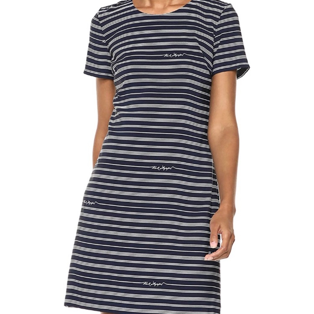 Karl Lagerfeld Paris Striped Short-Sleeve Dress